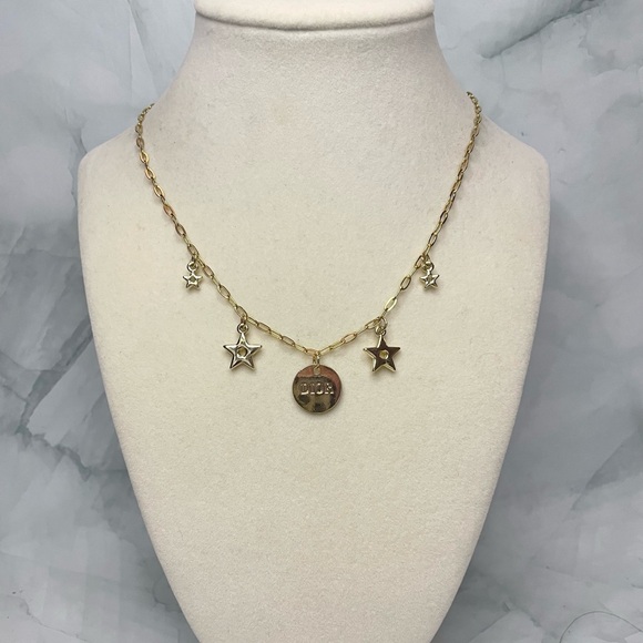 Upcycled Gold Charms Paper Clip Chain Necklace - Picture 1 of 3